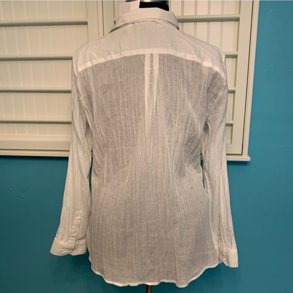 Banana Republic Classic Linen Blend Button Down White XL - Picture 3 of 5